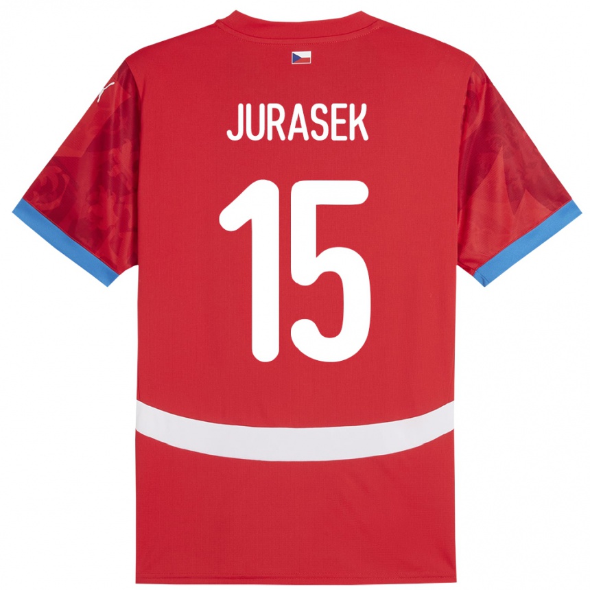 Gyermek Labdarúgás Csehország David Jurásek #15 Piros Hazai Jersey 24-26 Mez Póló Ing