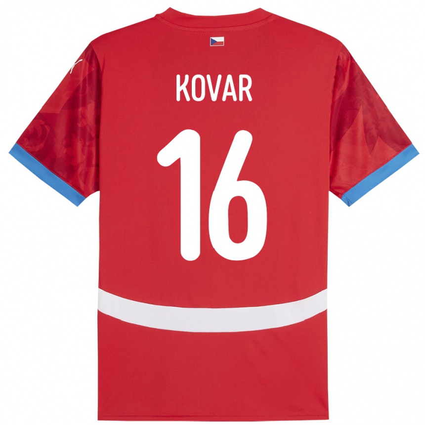 Gyermek Labdarúgás Csehország Matej Kovar #16 Piros Hazai Jersey 24-26 Mez Póló Ing