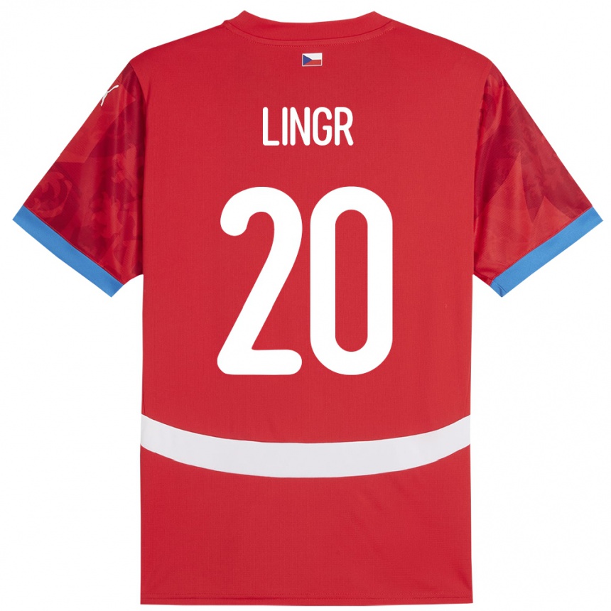 Gyermek Labdarúgás Csehország Ondrej Lingr #20 Piros Hazai Jersey 24-26 Mez Póló Ing