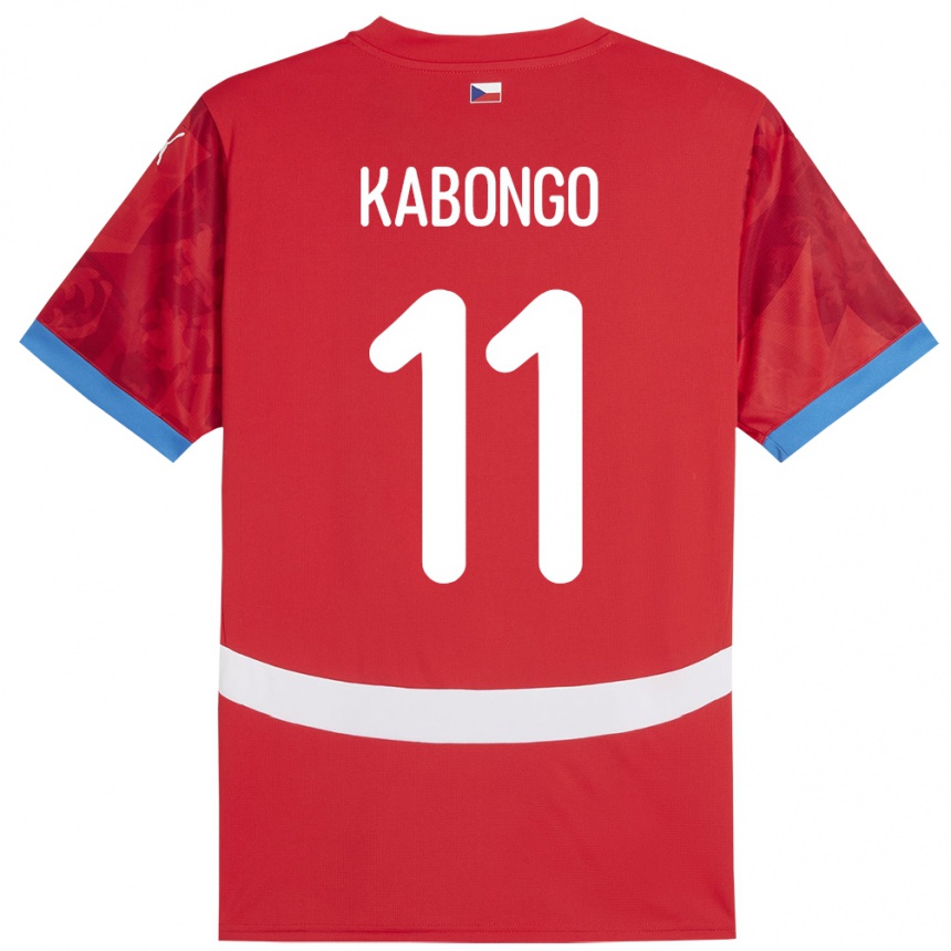 Gyermek Labdarúgás Csehország Christophe Kabongo #11 Piros Hazai Jersey 24-26 Mez Póló Ing