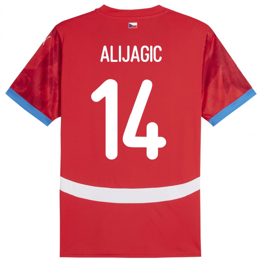 Gyermek Labdarúgás Csehország Denis Alijagic #14 Piros Hazai Jersey 24-26 Mez Póló Ing