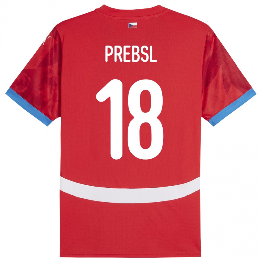 Gyermek Labdarúgás Csehország Filip Prebsl #18 Piros Hazai Jersey 24-26 Mez Póló Ing