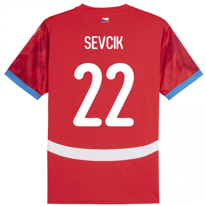 Gyermek Labdarúgás Csehország Michal Sevcik #22 Piros Hazai Jersey 24-26 Mez Póló Ing