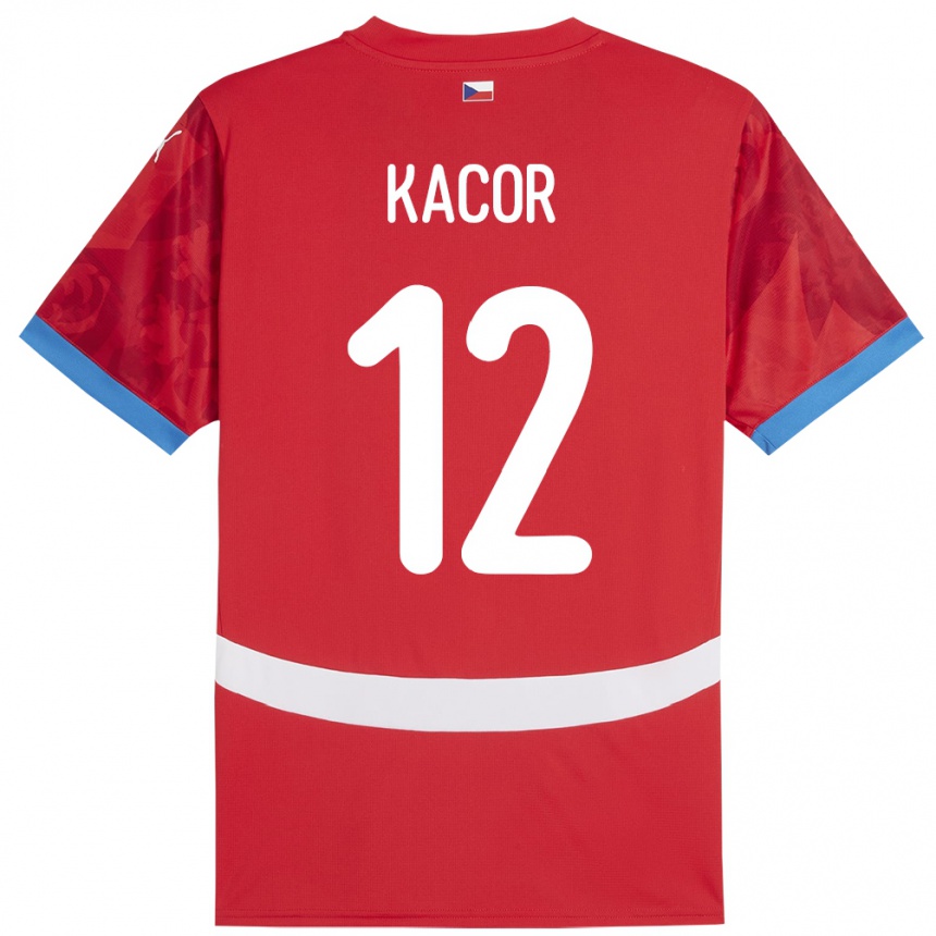 Gyermek Labdarúgás Csehország Pavel Kacor #12 Piros Hazai Jersey 24-26 Mez Póló Ing