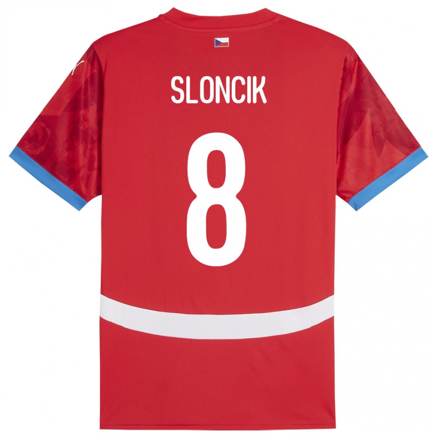 Gyermek Labdarúgás Csehország Simon Sloncik #8 Piros Hazai Jersey 24-26 Mez Póló Ing