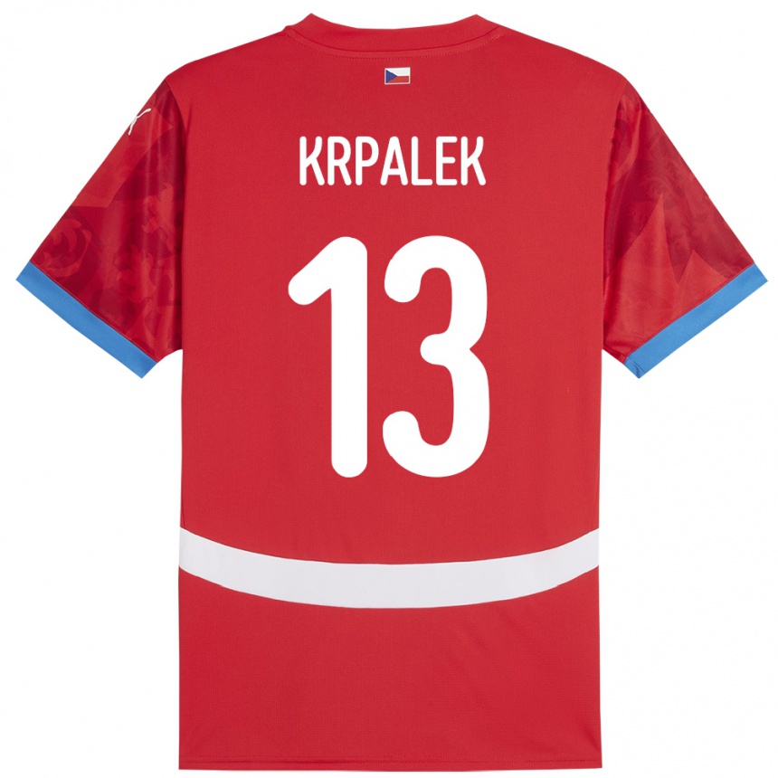 Gyermek Labdarúgás Csehország Dennis Krpalek #13 Piros Hazai Jersey 24-26 Mez Póló Ing