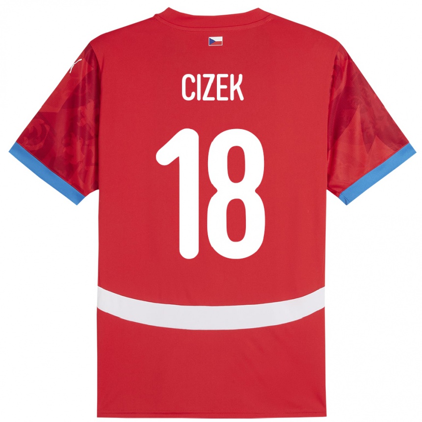 Gyermek Labdarúgás Csehország Krystof Cizek #18 Piros Hazai Jersey 24-26 Mez Póló Ing