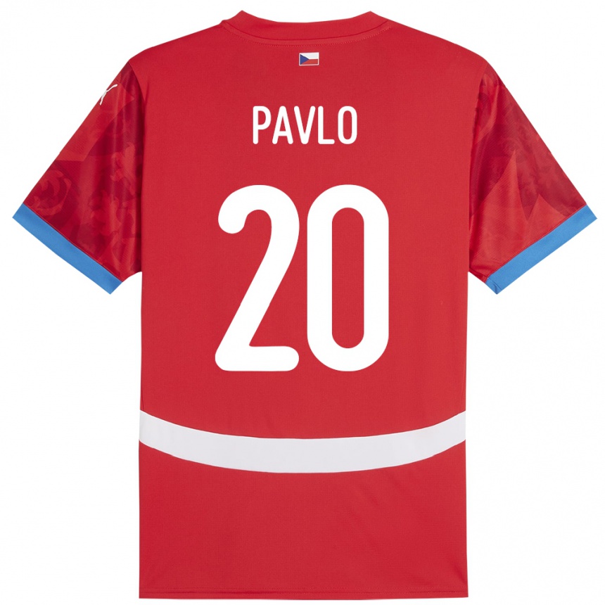 Gyermek Labdarúgás Csehország Simon Pavlo #20 Piros Hazai Jersey 24-26 Mez Póló Ing