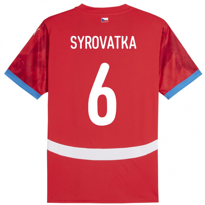 Gyermek Labdarúgás Csehország Matyas Syrovatka #6 Piros Hazai Jersey 24-26 Mez Póló Ing