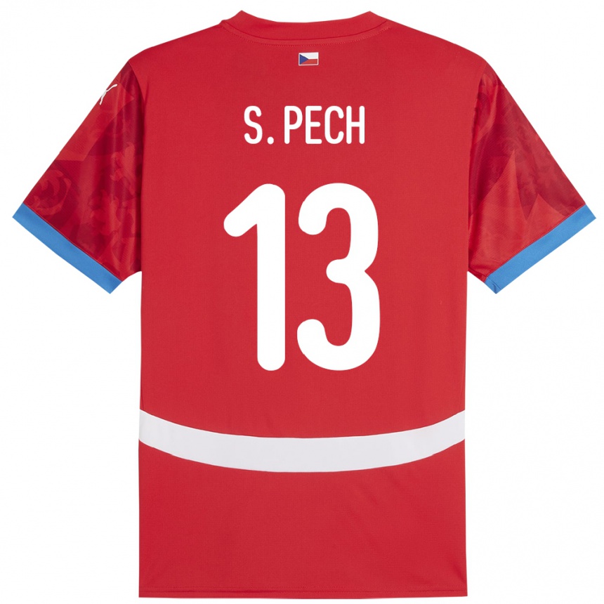 Gyermek Labdarúgás Csehország Sebastian Pech #13 Piros Hazai Jersey 24-26 Mez Póló Ing