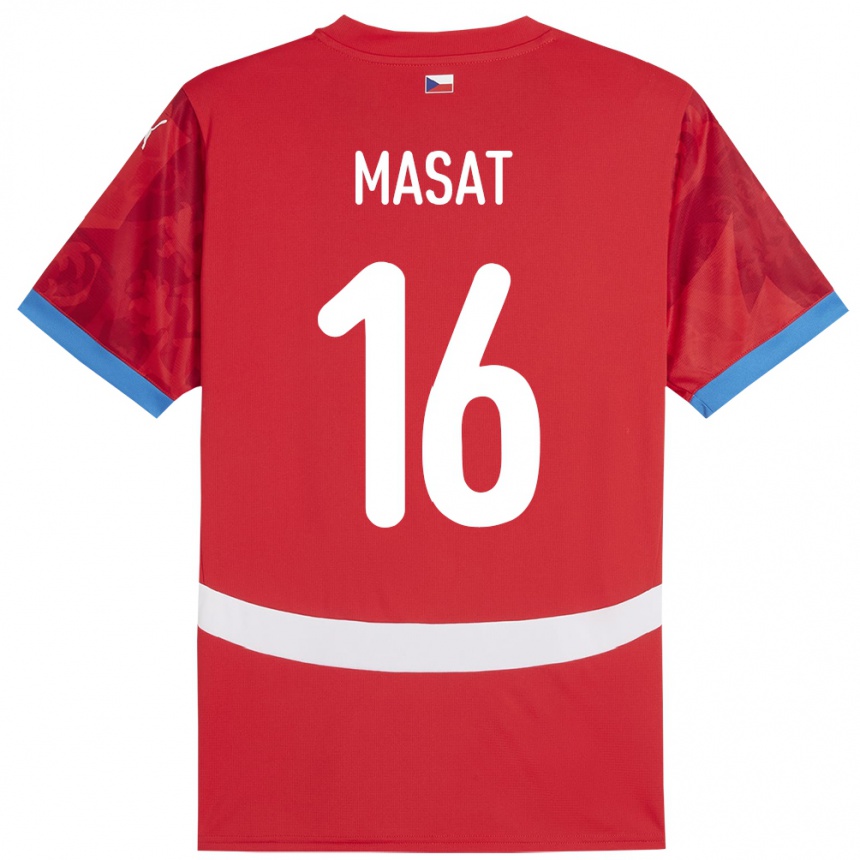 Gyermek Labdarúgás Csehország Jakub Masat #16 Piros Hazai Jersey 24-26 Mez Póló Ing