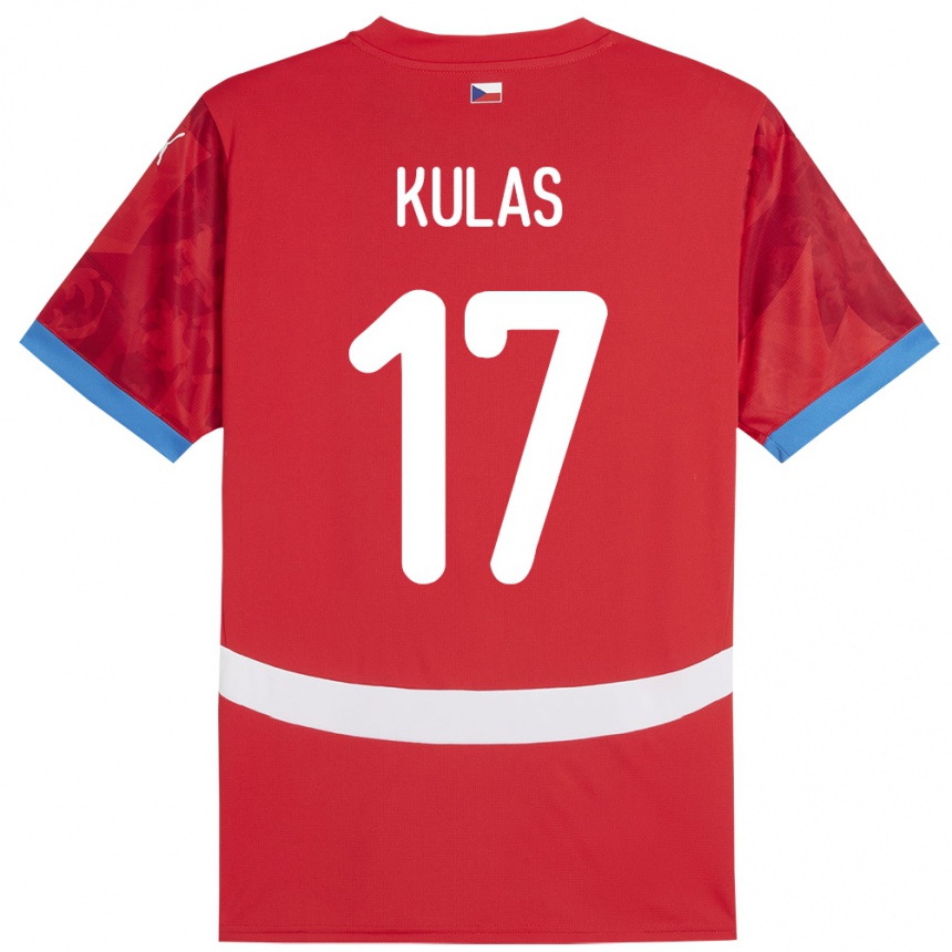 Gyermek Labdarúgás Csehország Martin Kulas #17 Piros Hazai Jersey 24-26 Mez Póló Ing