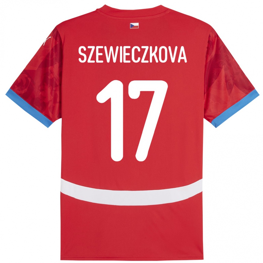 Gyermek Labdarúgás Csehország Tereza Szewieczková #17 Piros Hazai Jersey 24-26 Mez Póló Ing