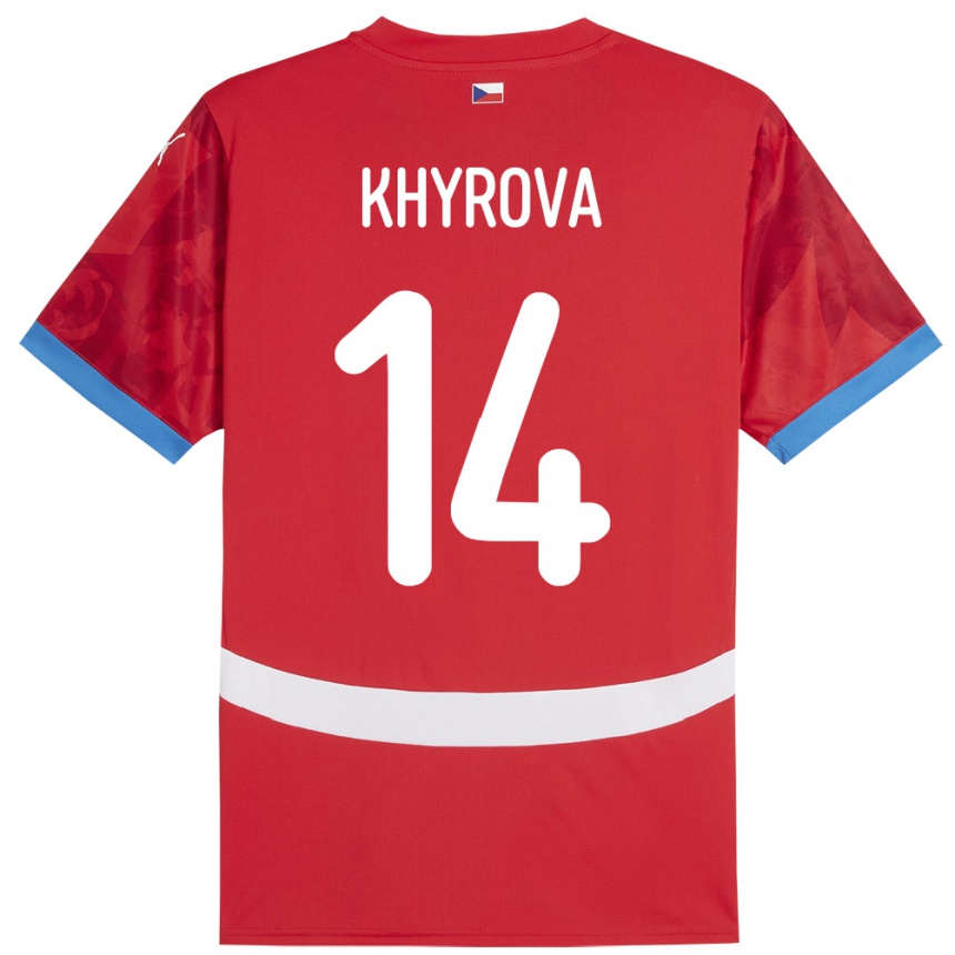 Gyermek Labdarúgás Csehország Michaela Khýrová #14 Piros Hazai Jersey 24-26 Mez Póló Ing