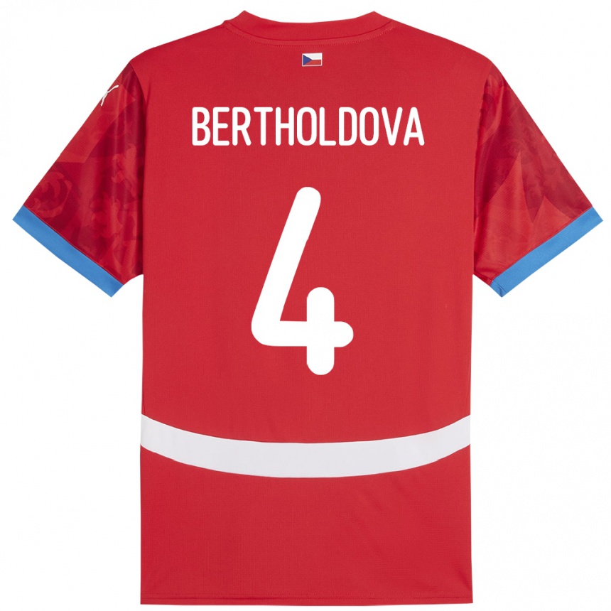 Gyermek Labdarúgás Csehország Petra Bertholdová #4 Piros Hazai Jersey 24-26 Mez Póló Ing