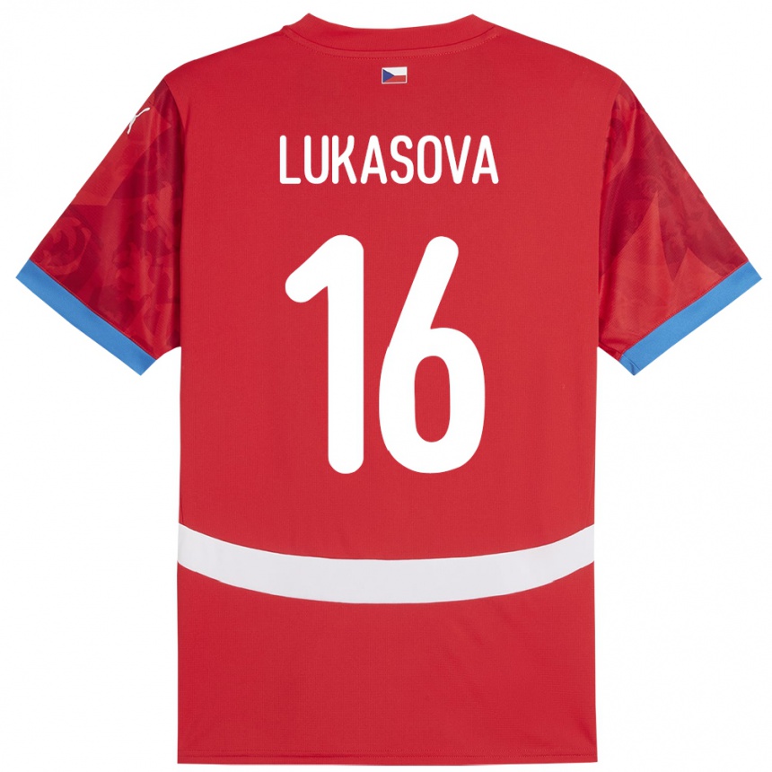 Gyermek Labdarúgás Csehország Olivie Lukášová #16 Piros Hazai Jersey 24-26 Mez Póló Ing