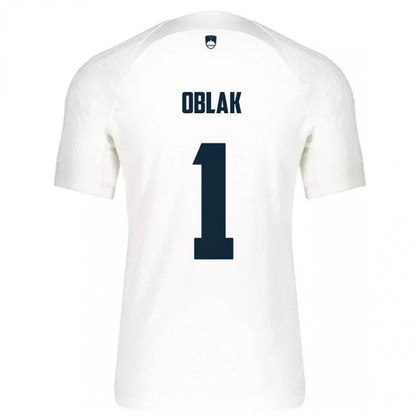 Gyermek Labdarúgás Szlovénia Jan Oblak #1 Fehér Hazai Jersey 24-26 Mez Póló Ing