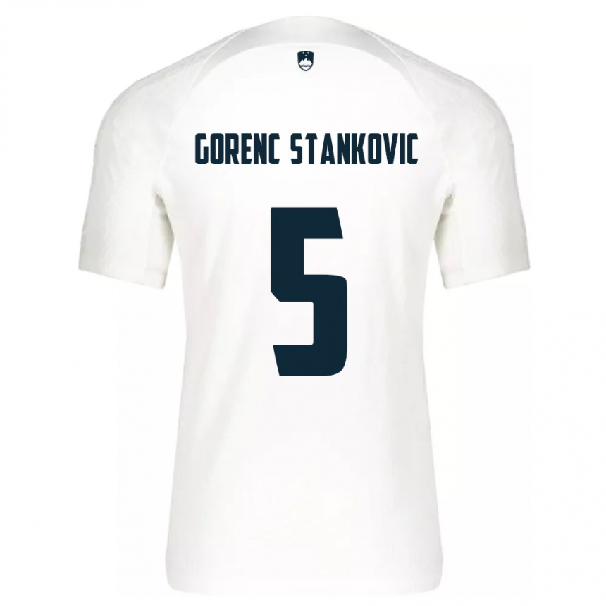 Gyermek Labdarúgás Szlovénia Jon Gorenc Stankovic #5 Fehér Hazai Jersey 24-26 Mez Póló Ing