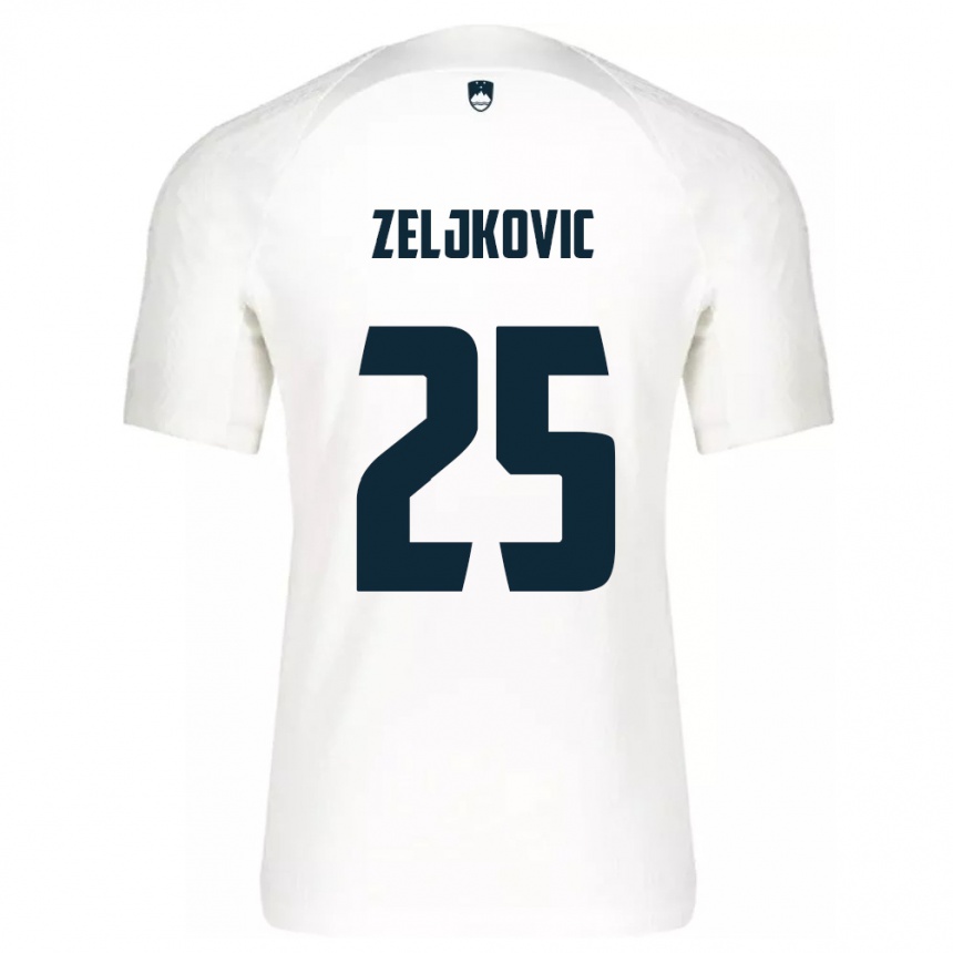 Gyermek Labdarúgás Szlovénia Adrian Zeljkovic #25 Fehér Hazai Jersey 24-26 Mez Póló Ing