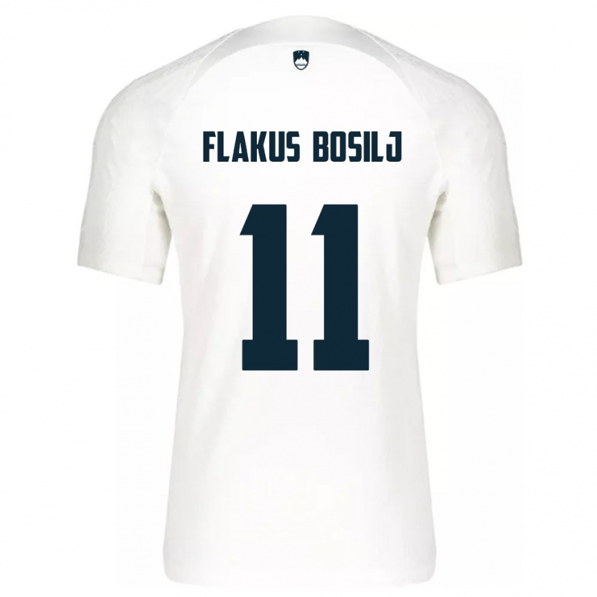 Gyermek Labdarúgás Szlovénia David Flakus Bosilj #11 Fehér Hazai Jersey 24-26 Mez Póló Ing