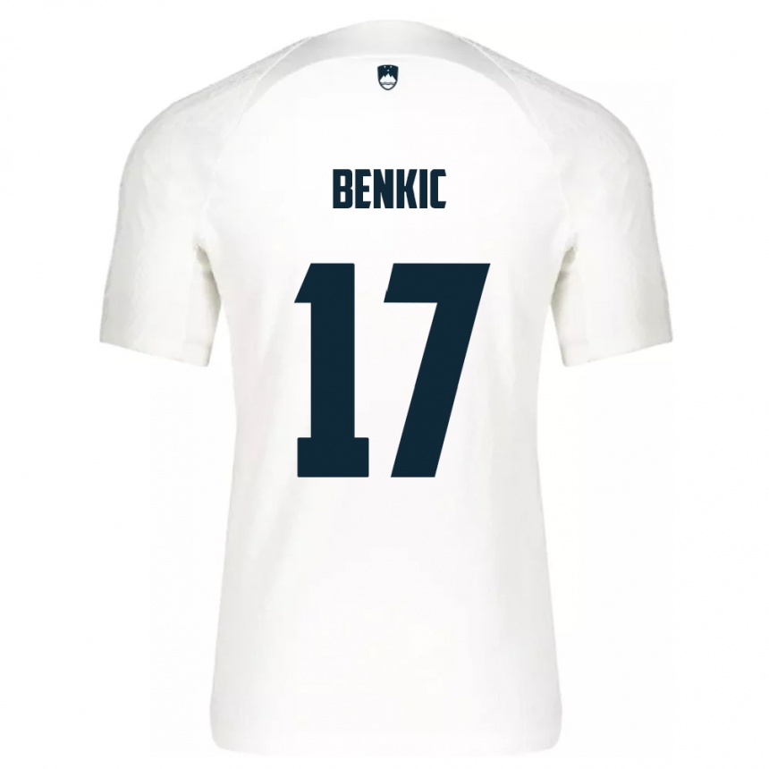 Gyermek Labdarúgás Szlovénia Kevin Benkic #17 Fehér Hazai Jersey 24-26 Mez Póló Ing