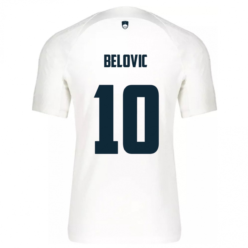 Gyermek Labdarúgás Szlovénia Nik Belovic #10 Fehér Hazai Jersey 24-26 Mez Póló Ing