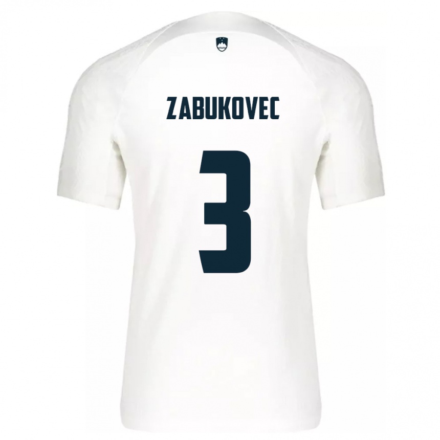 Gyermek Labdarúgás Szlovénia Anze Zabukovec #3 Fehér Hazai Jersey 24-26 Mez Póló Ing