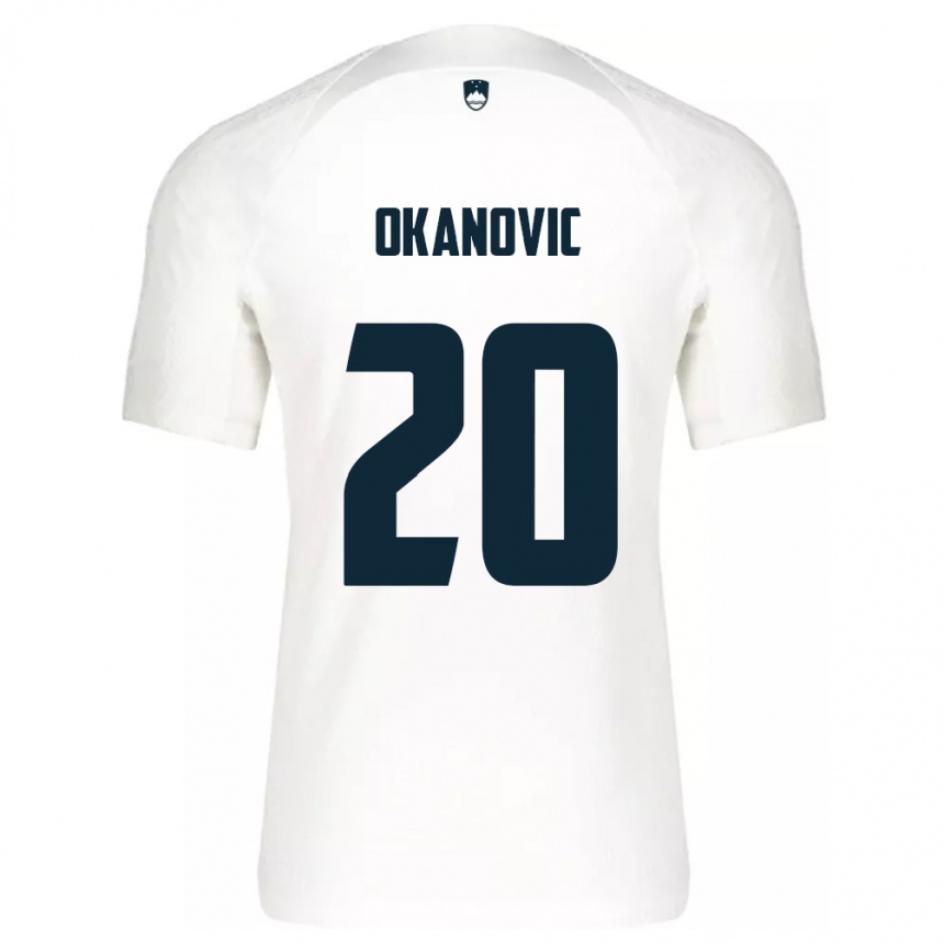 Gyermek Labdarúgás Szlovénia Deen Okanovic #20 Fehér Hazai Jersey 24-26 Mez Póló Ing