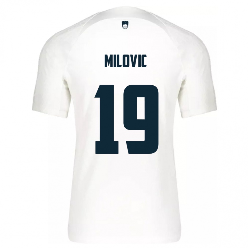 Gyermek Labdarúgás Szlovénia Ana Milovič #19 Fehér Hazai Jersey 24-26 Mez Póló Ing