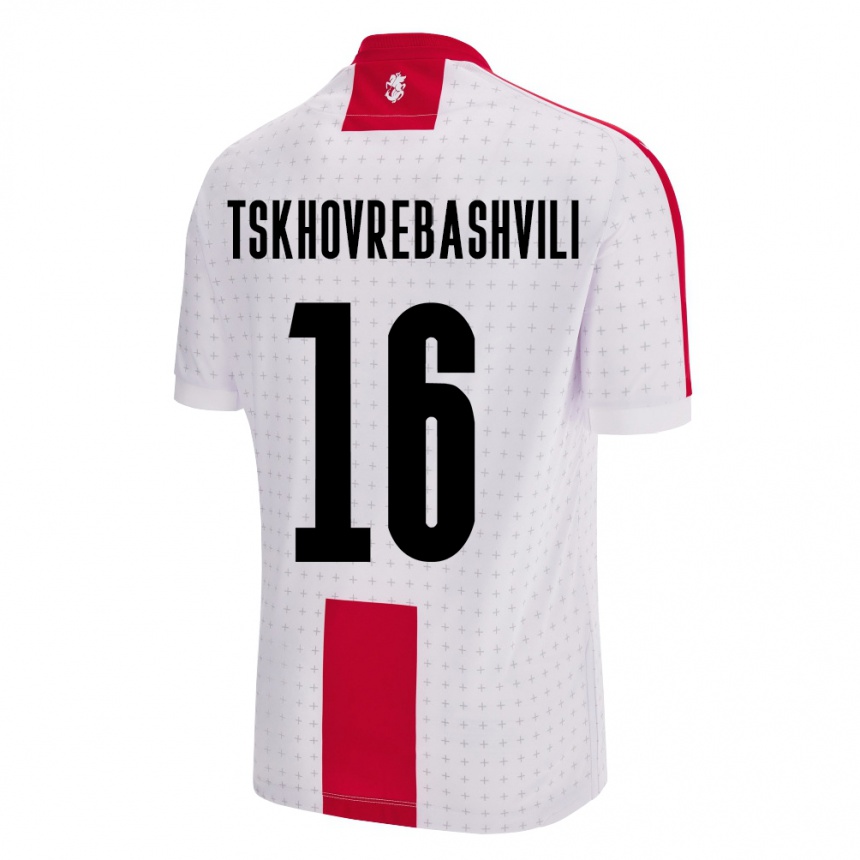 Gyermek Labdarúgás Grúzia Nikoloz Tskhovrebashvili #16 Fehér Hazai Jersey 24-26 Mez Póló Ing