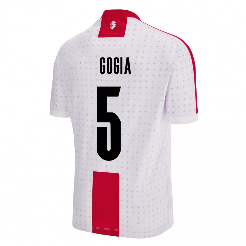 Gyermek Labdarúgás Grúzia Gigi Gogia #5 Fehér Hazai Jersey 24-26 Mez Póló Ing