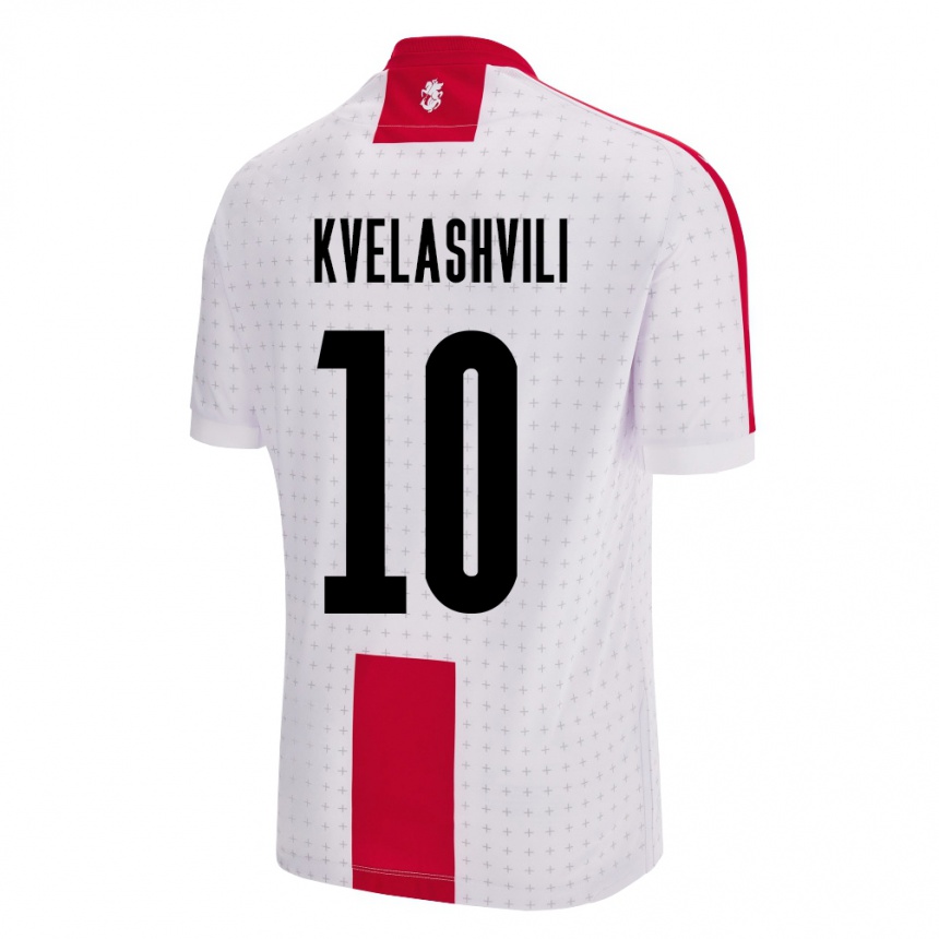 Gyermek Labdarúgás Grúzia Nikoloz Kvelashvili #10 Fehér Hazai Jersey 24-26 Mez Póló Ing