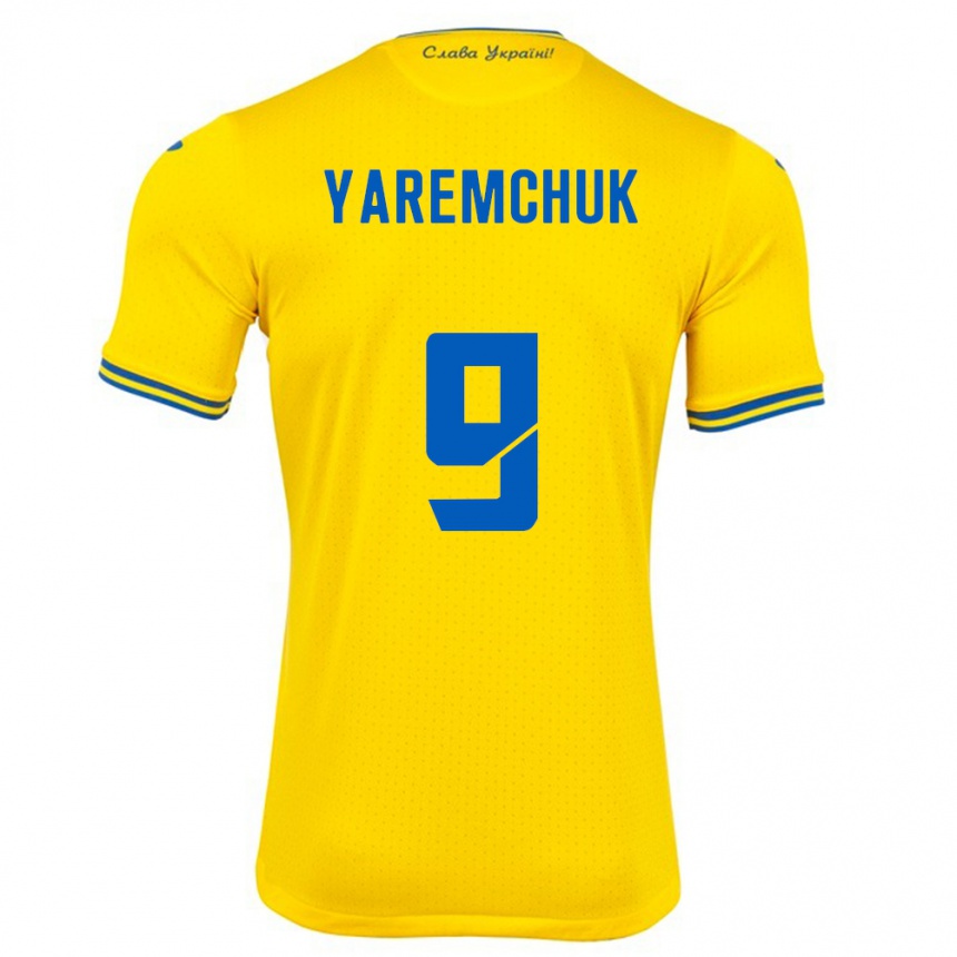 Gyermek Labdarúgás Ukrajna Roman Yaremchuk #9 Sárga Hazai Jersey 24-26 Mez Póló Ing