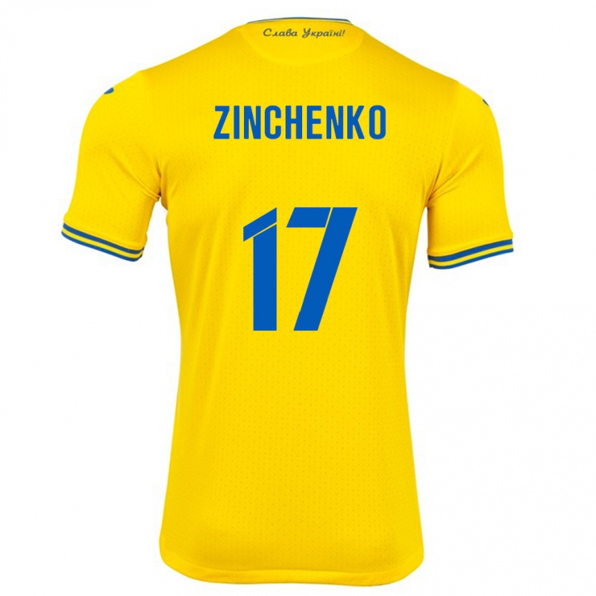 Gyermek Labdarúgás Ukrajna Oleksandr Zinchenko #17 Sárga Hazai Jersey 24-26 Mez Póló Ing