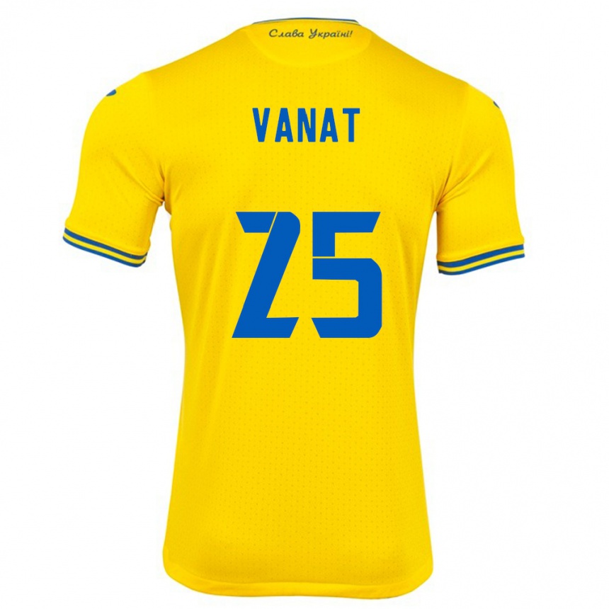 Gyermek Labdarúgás Ukrajna Vladyslav Vanat #25 Sárga Hazai Jersey 24-26 Mez Póló Ing