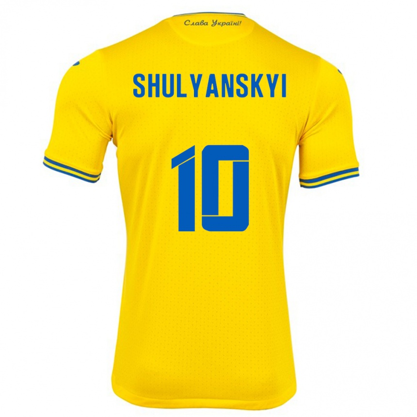 Gyermek Labdarúgás Ukrajna Artem Shulyanskyi #10 Sárga Hazai Jersey 24-26 Mez Póló Ing