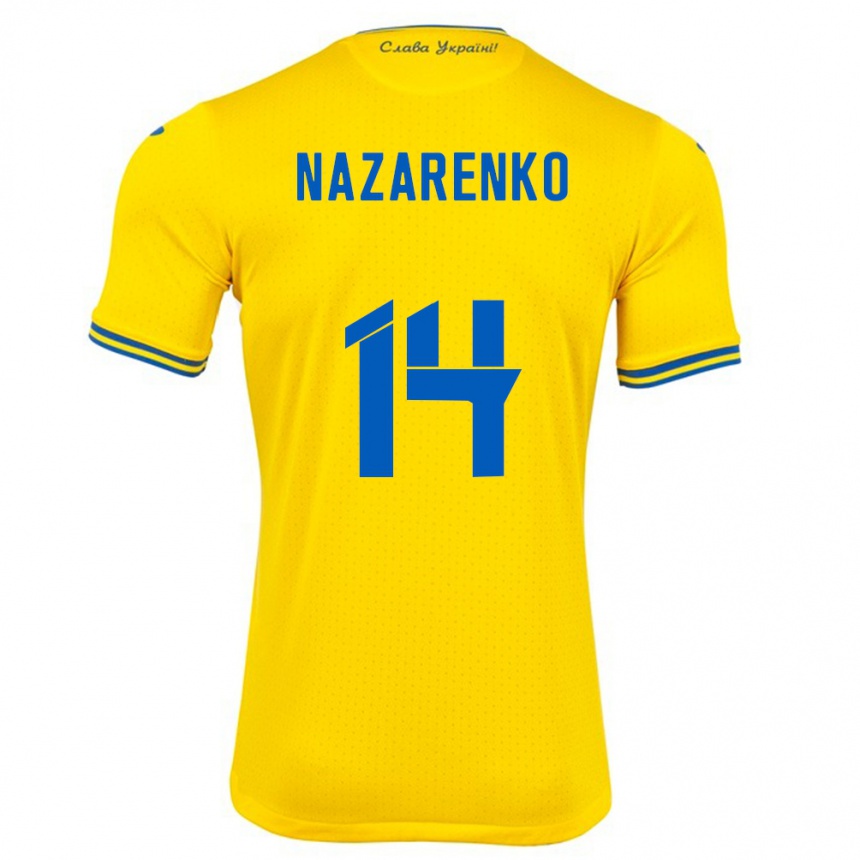 Gyermek Labdarúgás Ukrajna Oleksandr Nazarenko #14 Sárga Hazai Jersey 24-26 Mez Póló Ing