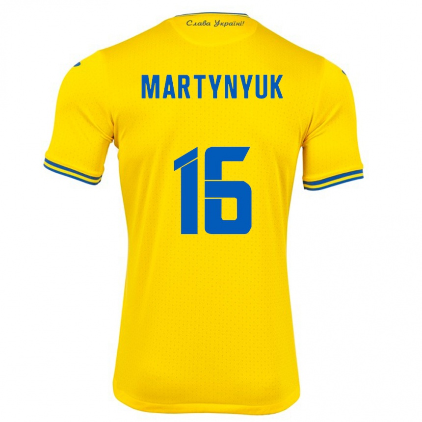 Gyermek Labdarúgás Ukrajna Oleksandr Martynyuk #16 Sárga Hazai Jersey 24-26 Mez Póló Ing