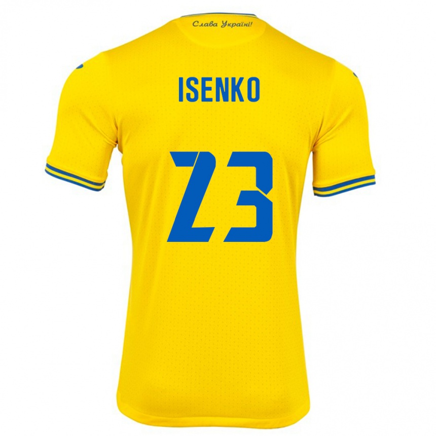 Gyermek Labdarúgás Ukrajna Pavlo Isenko #23 Sárga Hazai Jersey 24-26 Mez Póló Ing