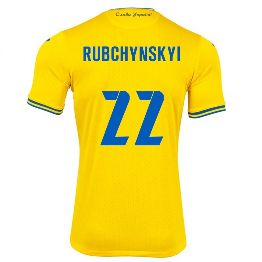 Gyermek Labdarúgás Ukrajna Valentyn Rubchynskyi #22 Sárga Hazai Jersey 24-26 Mez Póló Ing