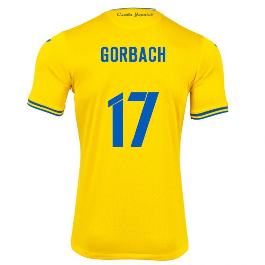 Gyermek Labdarúgás Ukrajna Igor Gorbach #17 Sárga Hazai Jersey 24-26 Mez Póló Ing