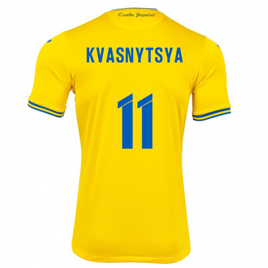 Gyermek Labdarúgás Ukrajna Ilya Kvasnytsya #11 Sárga Hazai Jersey 24-26 Mez Póló Ing