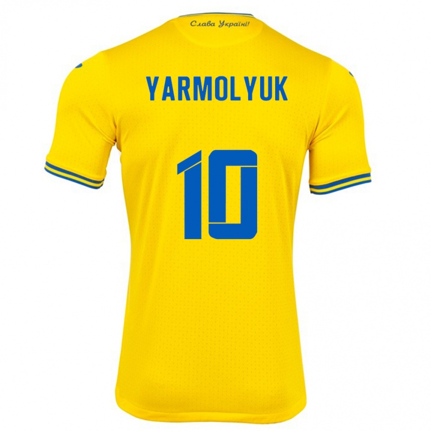 Gyermek Labdarúgás Ukrajna Yegor Yarmolyuk #10 Sárga Hazai Jersey 24-26 Mez Póló Ing