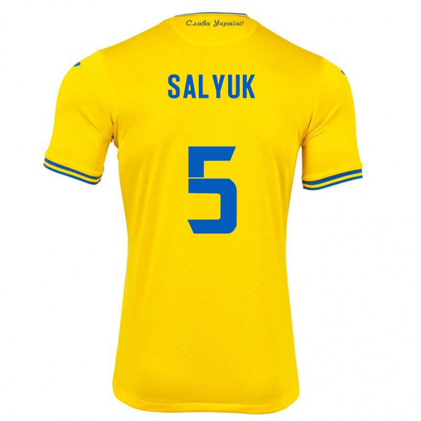 Gyermek Labdarúgás Ukrajna Volodymyr Salyuk #5 Sárga Hazai Jersey 24-26 Mez Póló Ing