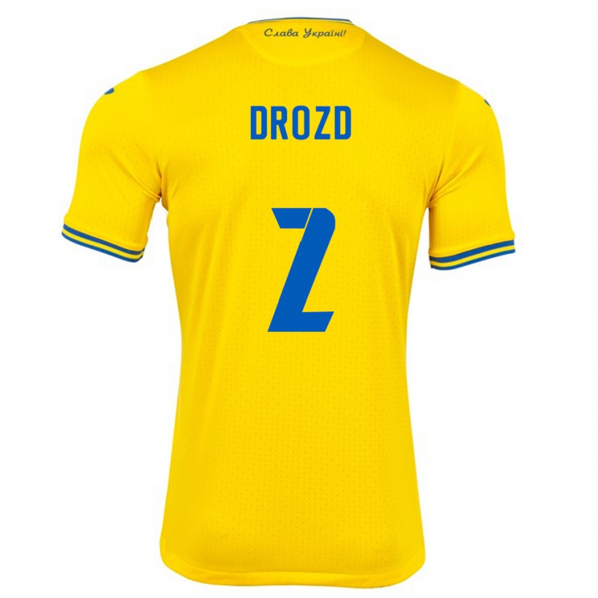 Gyermek Labdarúgás Ukrajna Anton Drozd #2 Sárga Hazai Jersey 24-26 Mez Póló Ing