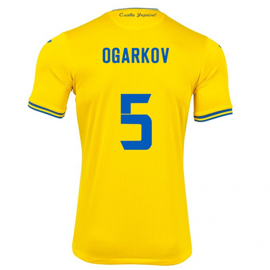 Gyermek Labdarúgás Ukrajna Mykola Ogarkov #5 Sárga Hazai Jersey 24-26 Mez Póló Ing