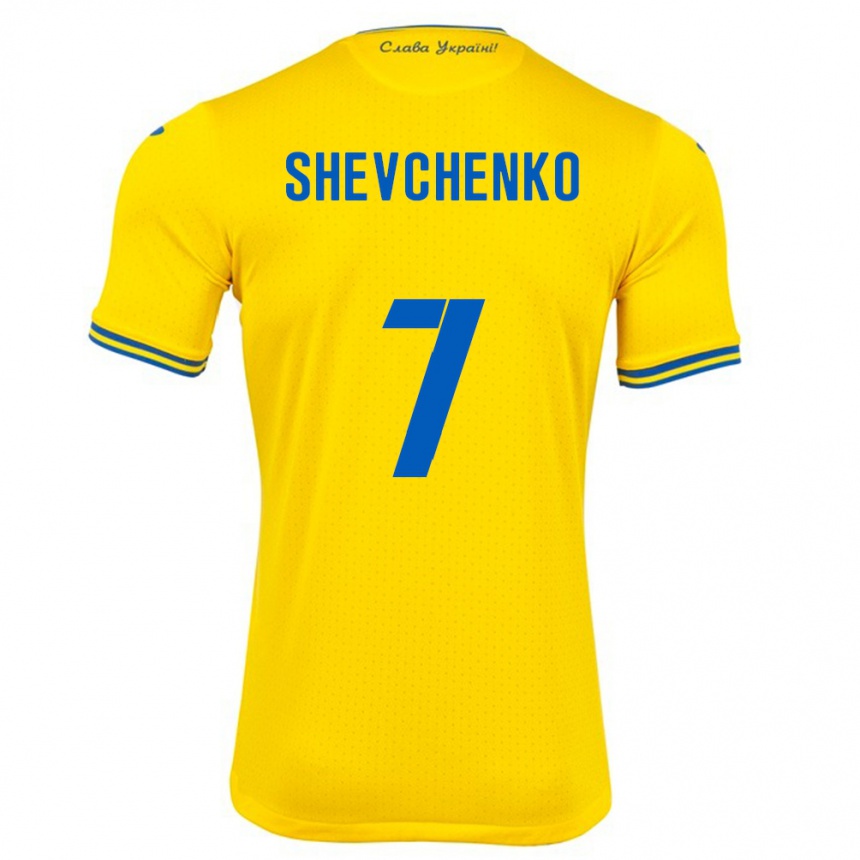 Gyermek Labdarúgás Ukrajna Kristian Shevchenko #7 Sárga Hazai Jersey 24-26 Mez Póló Ing