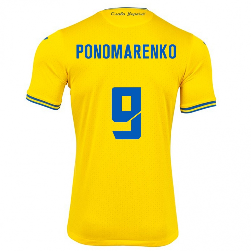 Gyermek Labdarúgás Ukrajna Matviy Ponomarenko #9 Sárga Hazai Jersey 24-26 Mez Póló Ing