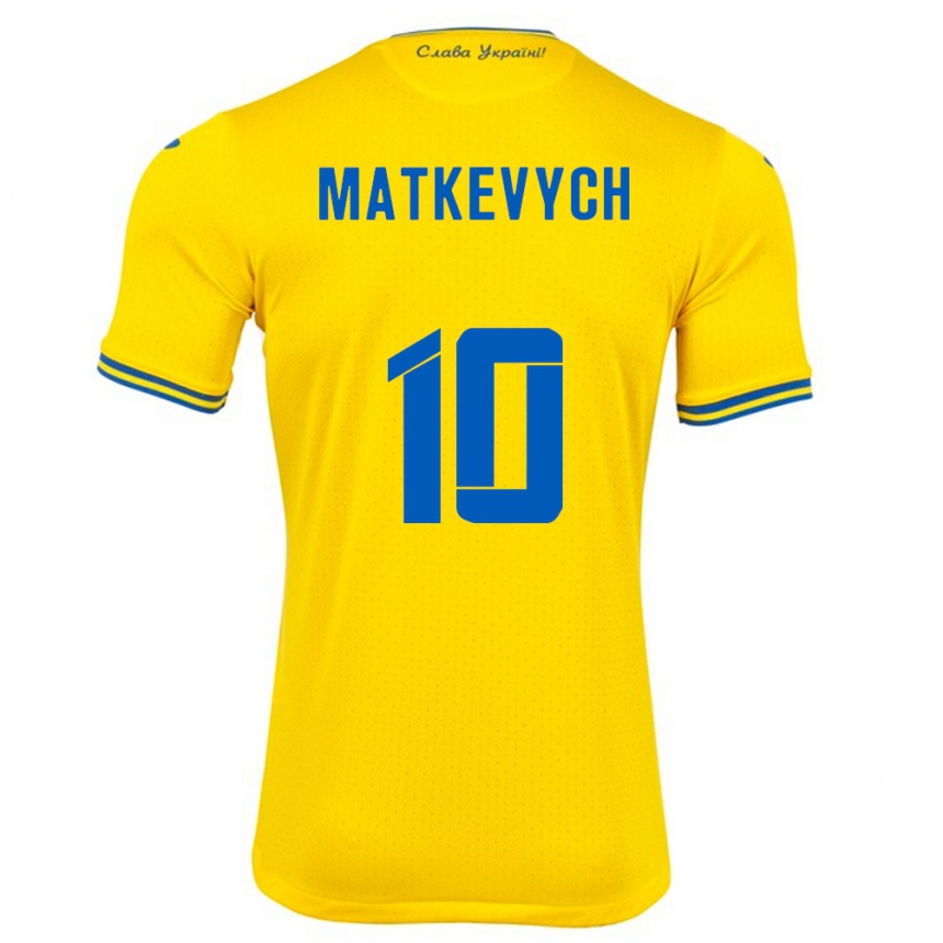 Gyermek Labdarúgás Ukrajna Andriy Matkevych #10 Sárga Hazai Jersey 24-26 Mez Póló Ing