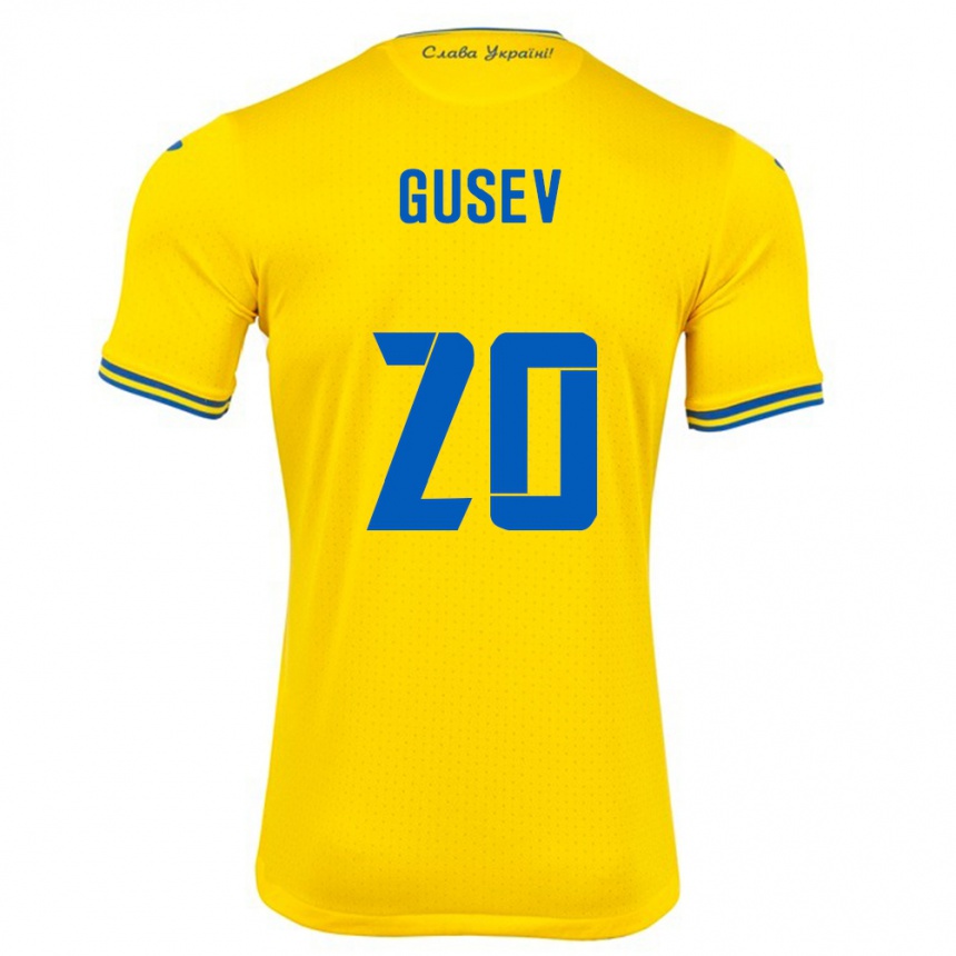 Gyermek Labdarúgás Ukrajna Oleksiy Gusev #20 Sárga Hazai Jersey 24-26 Mez Póló Ing